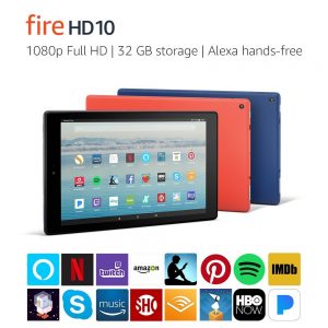 Fire HD 10 Tablet with Alexa Hands-Free, 10.1" 1080p Full HD Display, 32 GB, Black - with Special Offers