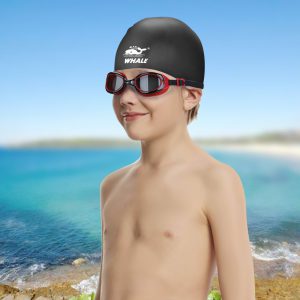 Whale Kids Swim Goggle and Cap Set Anti Fog UV Protection Swimming Goggles Swimmer Caps with Ear Plugs Nose Clip Toys Games Triathlon Equipment for Youth Teens Children Boys Girls Trainning Gear