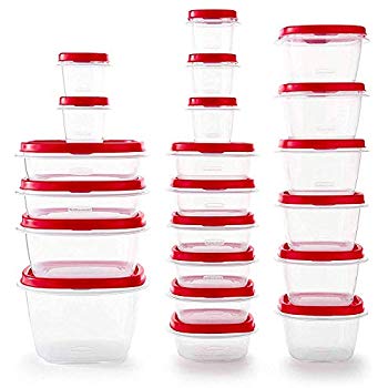 Rubbermaid 2063704 Easy Find Vented Lids Food Storage Container, 42pc New, Racer Red