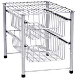 Simple Houseware Stackable 2 Tier Sliding Basket Organizer Drawer, Chrome