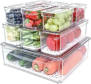 Pomeat 10 Pack Fridge Organizer, Stackable Refrigerator Organizer